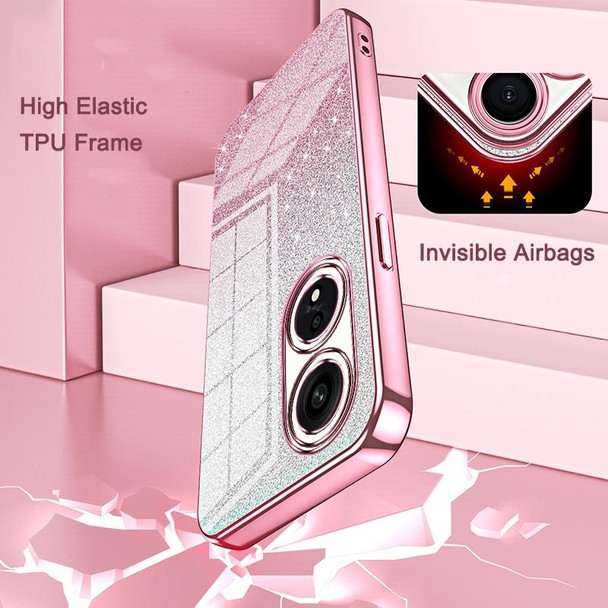 For OPPO A17 / A17K Gradient Glitter Powder Electroplated Phone Case(Pink)