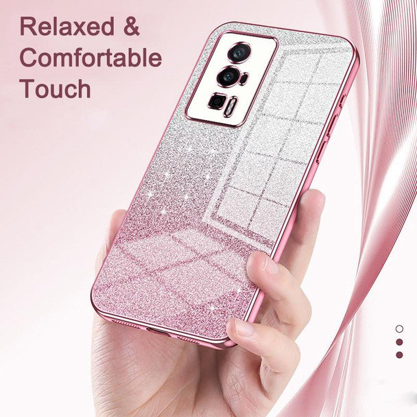 For Xiaomi 12 Lite Gradient Glitter Powder Electroplated Phone Case(Pink)