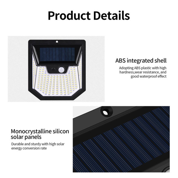 2pcs XY0159 159 LEDs Outdoor Solar Human Body Sensor Courtyard Wall Light