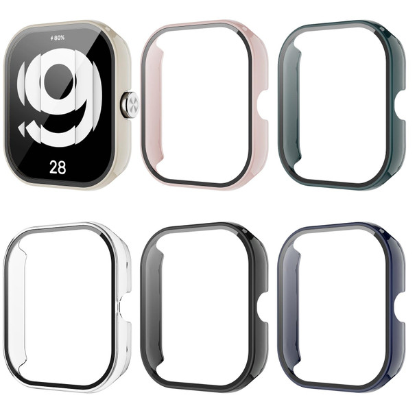 For Redmi Watch 4 PC + Tempered Glass Integrated Watch Protective Case(Ivory White)