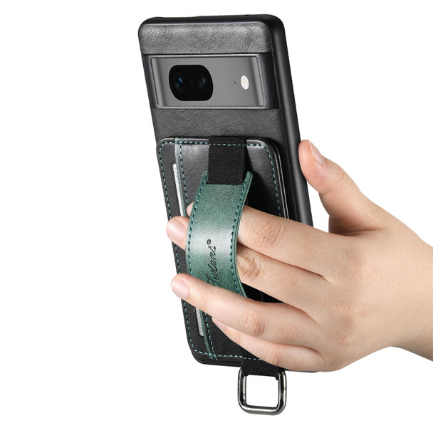 For Googel Pixel 8a Suteni H13 Card Wallet Wrist Strap Holder PU Phone Case(Black)