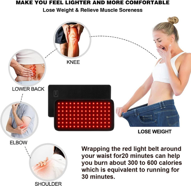 120 LEDs Red Light + Infrared Light Therapy Belt For Back Shoulder Waist Pain Relief US Plug