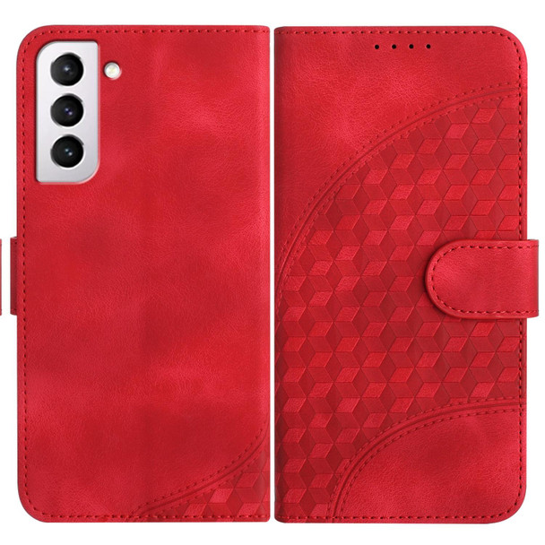 For Samsung Galaxy S21+ 5G YX0060 Elephant Head Embossed Phone Leatherette Case with Lanyard(Red)