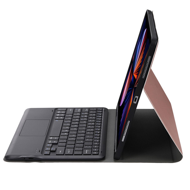 A12B-A Ultra-thin ABS Detachable Bluetooth Keyboard Tablet Case with Touchpad & Pen Slot & Holder for iPad Pro 12.9 2021 / 2020 / 2018 (Rose Gold)