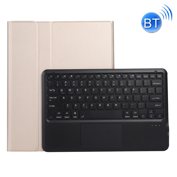 A12B-A Ultra-thin ABS Detachable Bluetooth Keyboard Tablet Case with Touchpad & Pen Slot & Holder for iPad Pro 12.9 2021 / 2020 / 2018 (Gold)