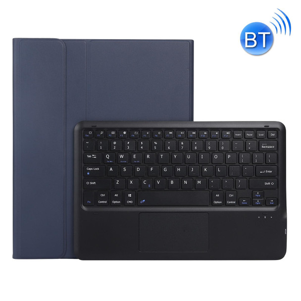 A12B-A Ultra-thin ABS Detachable Bluetooth Keyboard Tablet Case with Touchpad & Pen Slot & Holder for iPad Pro 12.9 2021 / 2020 / 2018 (Dark Blue)
