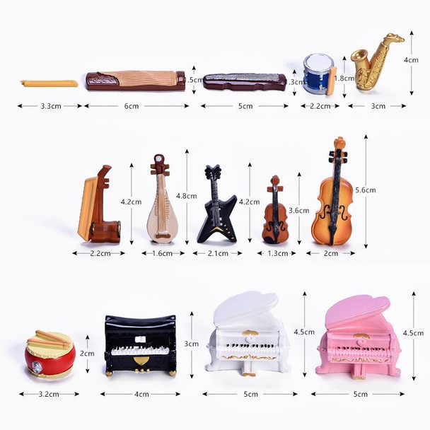 Micro Landscape Simulation Musical Instrument Resin Ornament Miniature Desktop Decoration, Style: No.5 Sax