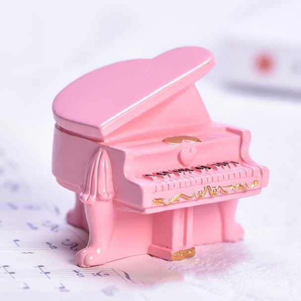 Micro Landscape Simulation Musical Instrument Resin Ornament Miniature Desktop Decoration, Style: No.14 Pink Piano