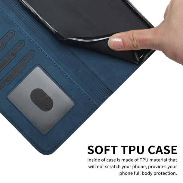Cubic Skin Feel Flip Leatherette Phone Case - iPhone 13 Pro(Blue)