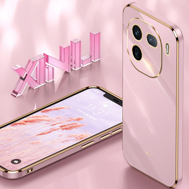 For vivo iQOO 12 5G XINLI Straight Edge 6D Electroplate TPU Phone Case(Pink)