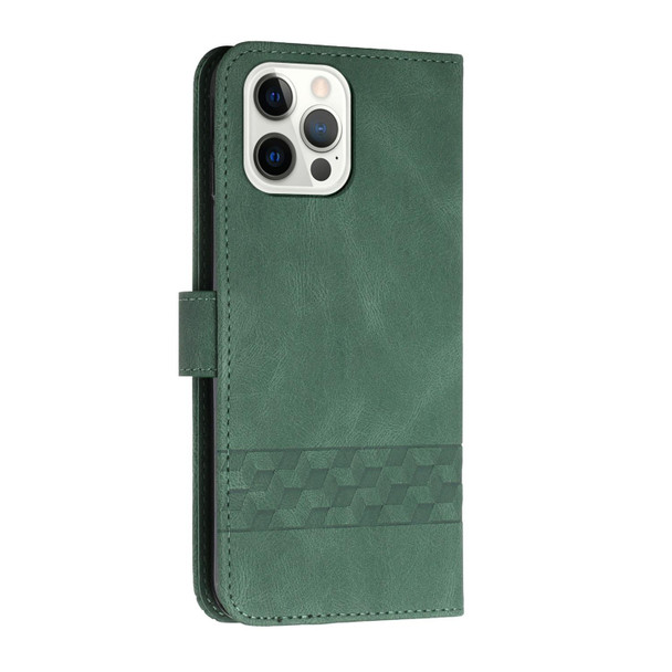 Cubic Skin Feel Flip Leatherette Phone Case - iPhone 13 Pro(Green)