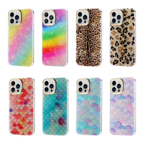 Electroplating Shell Texture Phone Case - iPhone 13 Pro(Leopard Y3)