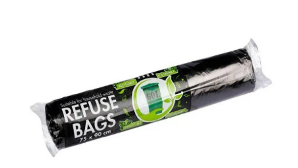 Refuse Bag 10 Piece Black 750mm x 900mm Biodegradable