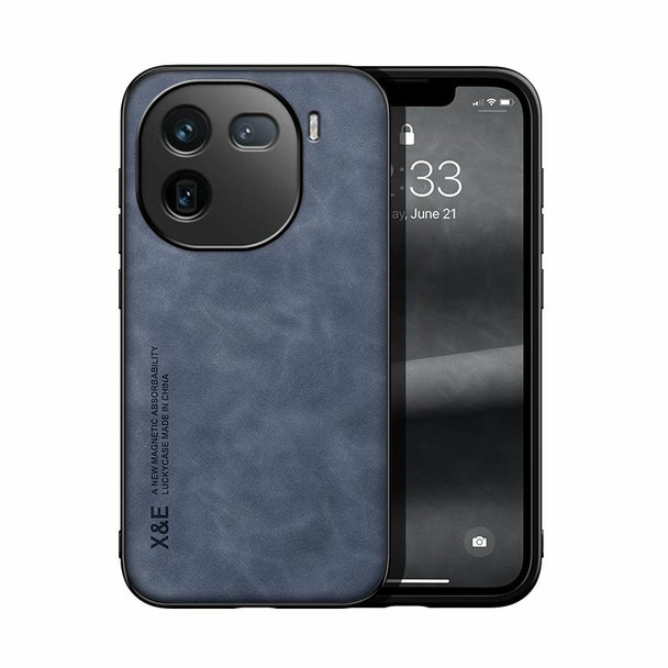 For vivo iQOO 12 Pro Skin Feel Magnetic Leatherette Back Phone Case(Blue)