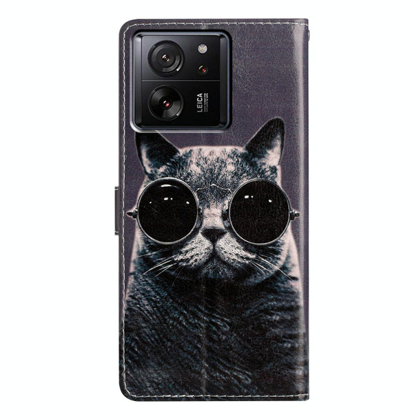 13T 5G Colored Drawing Leatherette Phone Case(Sunglasses Cat)