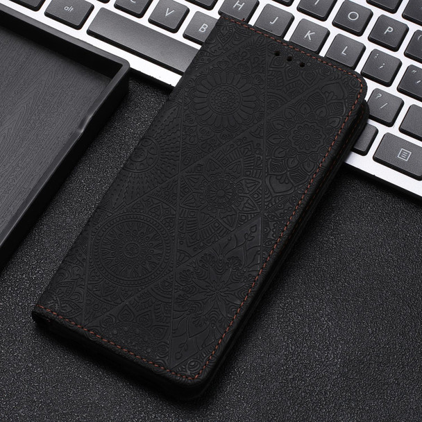 For Samsung Galaxy A05s Ethnic Embossed Adsorption Leatherette Phone Case(Black)