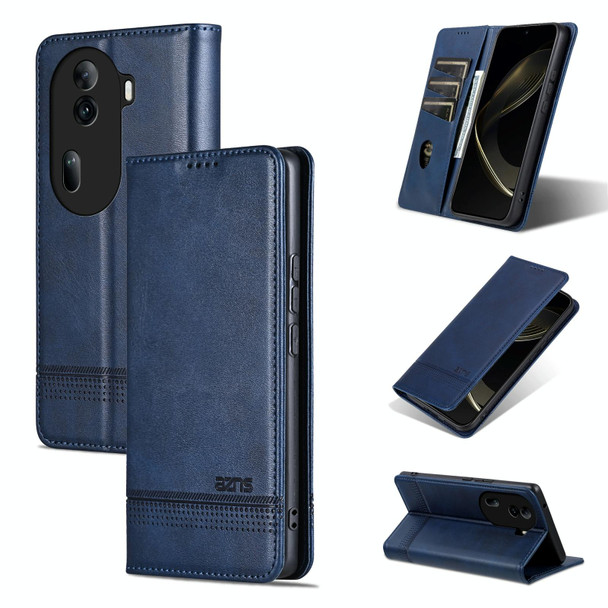 For OPPO Reno11 Pro China AZNS Magnetic Calf Texture Flip Leatherette Phone Case(Dark Blue)