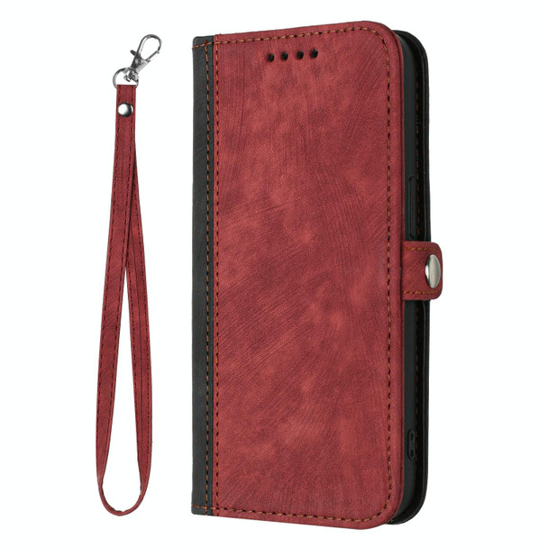 For Motorola Moto G84 5G Side Buckle Double Fold Hand Strap Leatherette Phone Case(Red)