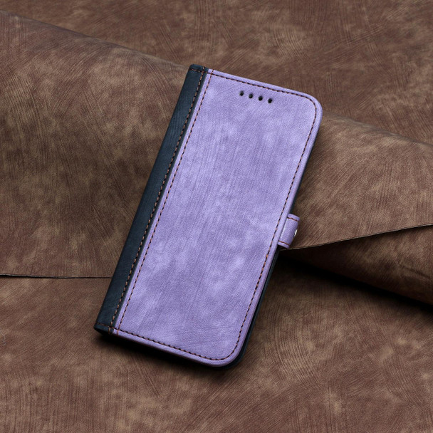 For Motorola Moto G84 5G Side Buckle Double Fold Hand Strap Leatherette Phone Case(Purple)