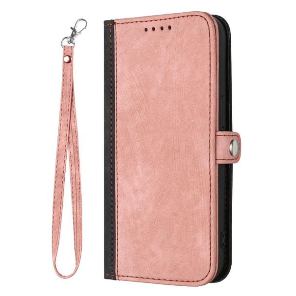 For Motorola Edge 40 Neo Side Buckle Double Fold Hand Strap Leatherette Phone Case(Pink)