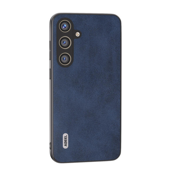 For Samsung Galaxy S24 5G ABEEL Black Edge Two-color Calf Texture PU Phone Case(Blue)
