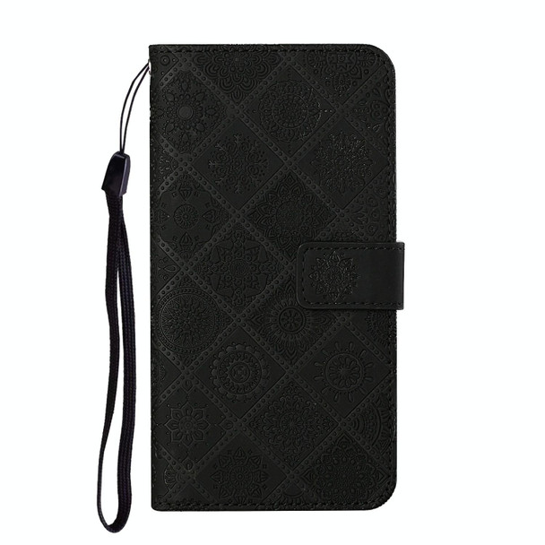 For Motorola Edge 2022 Ethnic Style Embossed Pattern Leatherette Phone Case(Black)