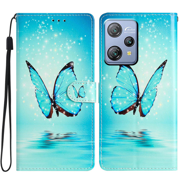 For Blackview A53 Pro Colored Drawing Leatherette Phone Case(Blue Butterfly)