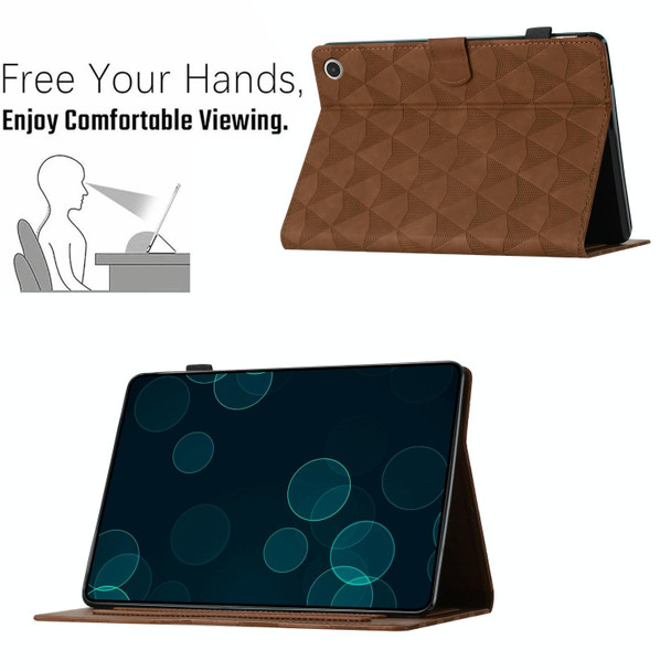 For Amazon Kindle Fire Max 11 2023  Diamond Texture Embossed Leatherette Smart Tablet Case(Brown)