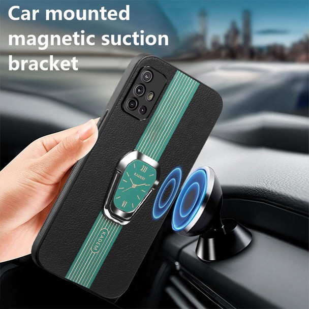 For Motorola Moto G30/G20/G10 Magnetic Litchi Leatherette Back Phone Case with Holder(Green)