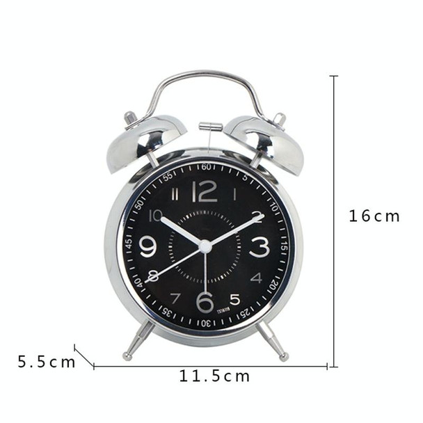 4.5 Inch Electroplated Metal Ring Bell Alarm Clock Quartz Clock With Night Light ?, Style: Red Copper A