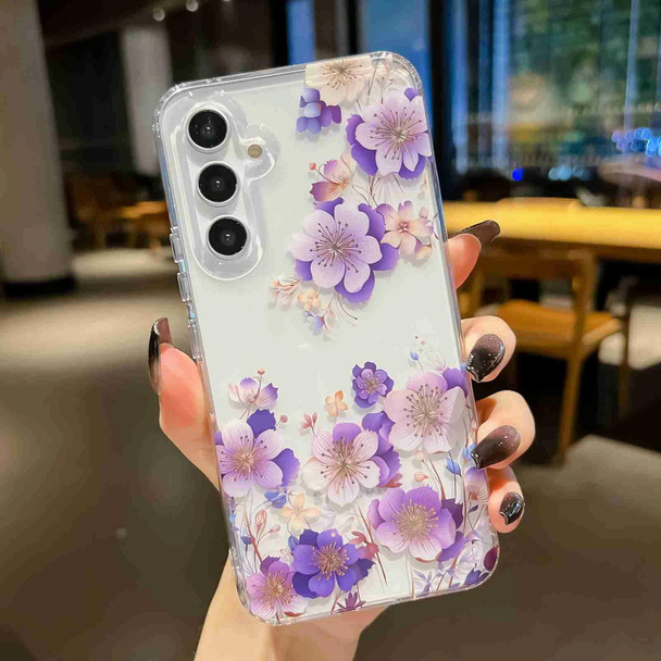 For Samsung Galaxy A24 Electroplated Symphony Phone Case(White Purple Flower)