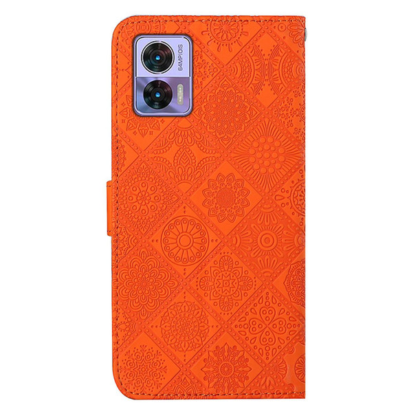 For Motorola Edge 30 Neo Ethnic Style Embossed Pattern Leatherette Phone Case(Orange)