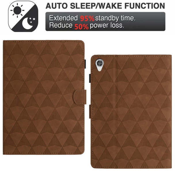 For Lenovo Tab M10 HD 2nd Gen X306 Diamond Texture Embossed Leatherette Smart Tablet Case(Brown)