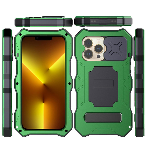 Camshield Shockproof Waterproof Dustproof Metal Case with Holder - iPhone 13 Pro(Green)