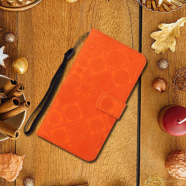 For Motorola Edge 2022 Ethnic Style Embossed Pattern Leatherette Phone Case(Orange)