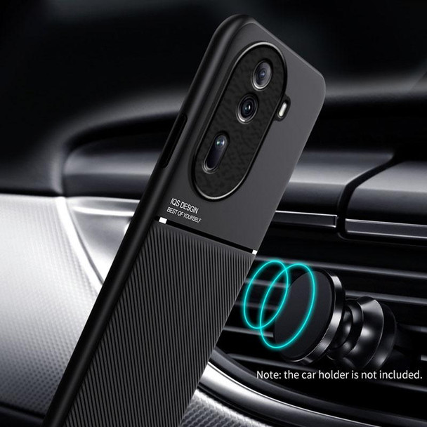 For OPPO Reno11 5G China Classic Tilt Strip Grain Magnetic Shockproof PC + TPU Phone Case(Black)