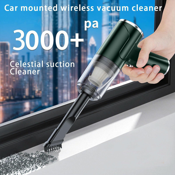 Car Wireless USB Chargeable Vacuum Cleaner Household Multifunctional Handheld Vacuum Cleaner, Sort by color: 9758B 3000 Pa Ink Green