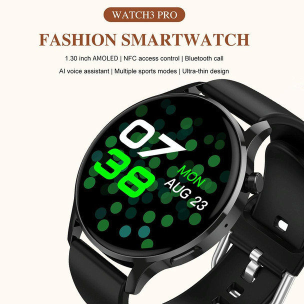 Watch3 Pro 1.3 inch AMOLED Screen Wireless Charging Smart Watch, Supports BT Call / NFC(Black)