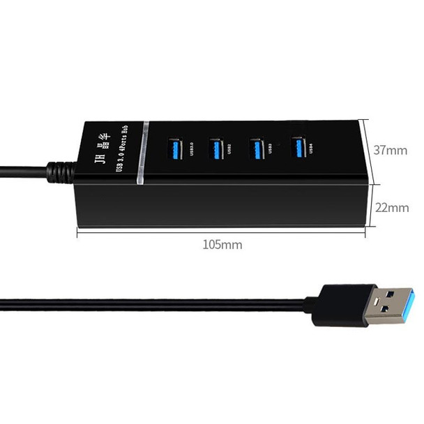 JINGHUA N606A USB3.0 Splitter One To Four Computer HUB Docking Station Connector, Size: 0.3m(Black)