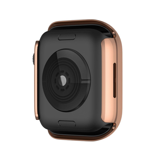 Electroplating PC Double Rows Diamond Protective Case - Apple Watch Series 7 41mm(Rose Gold)