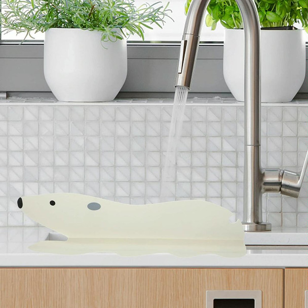 Cartoon Bear Kitchen Sink Water Deflector Sink Suction Cup Splash Protection Tools(White)