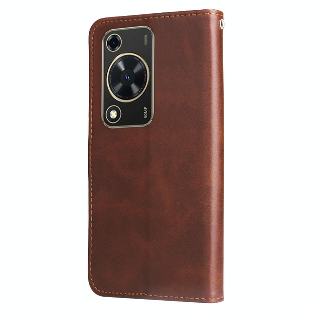 For Huawei Enjoy 70 Calf Texture Zipper Leatherette Phone Case(Brown)