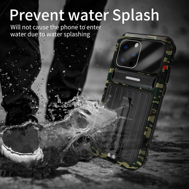 Armor Shockproof Splash-proof Dust-proof Phone Case with Holder - iPhone 13 Pro(Camouflage)