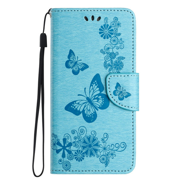 For Samsung Galaxy A35 Butterfly Embossed Flip Leatherette Phone Case(Blue)