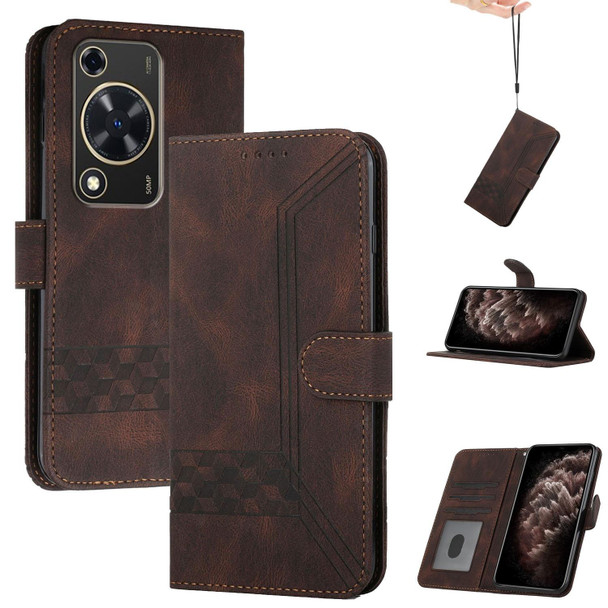 For Huawei Enjoy 70 Cubic Skin Feel Flip Leatherette Phone Case(Brown)