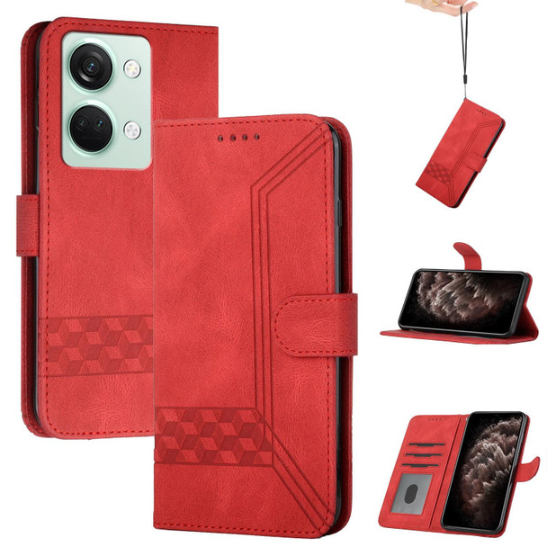 Cubic Skin Feel Flip Leatherette Phone Case For OnePlus Ace 2V(Red)