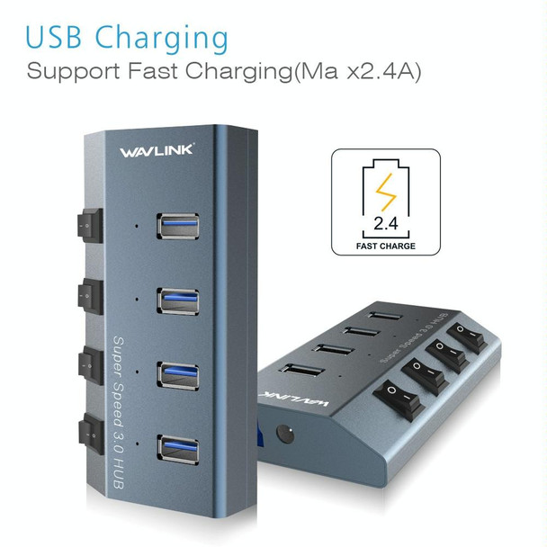 WAVLINK WL-UH3049 USB 3.0 4-Ports Desktop Fast Charger Station with Independent Switch(AU Plug)