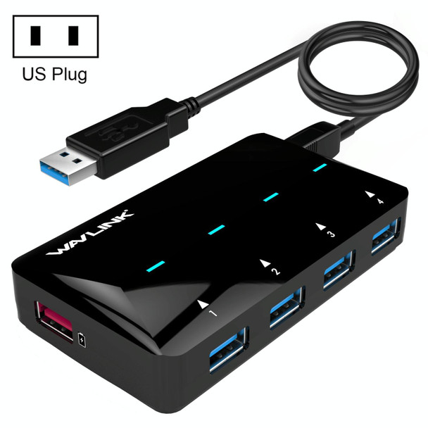 WAVLINK WL-UH3042P1 2.4A Fast Charging Adapter for Keyboard Mouse 4-Port USB3.0 HUB(US Plug)