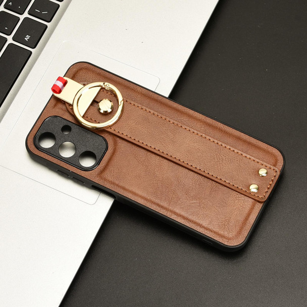 For Samsung Galaxy A25 5G Wristband Leatherette Back Phone Case(Brown)