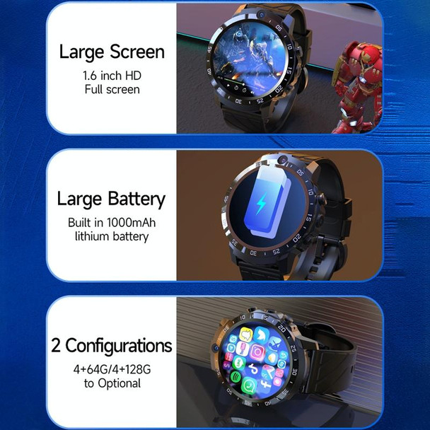 4G+128G 1.6 inch IP67 Waterproof 4G Android 8.1 Smart Watch Support Heart Rate / GPS, Type:Steel Band